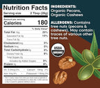 Wilderness Poets, Pecan Butter with Cashews - Organic & Raw (8 Ounce) - Glass Jar