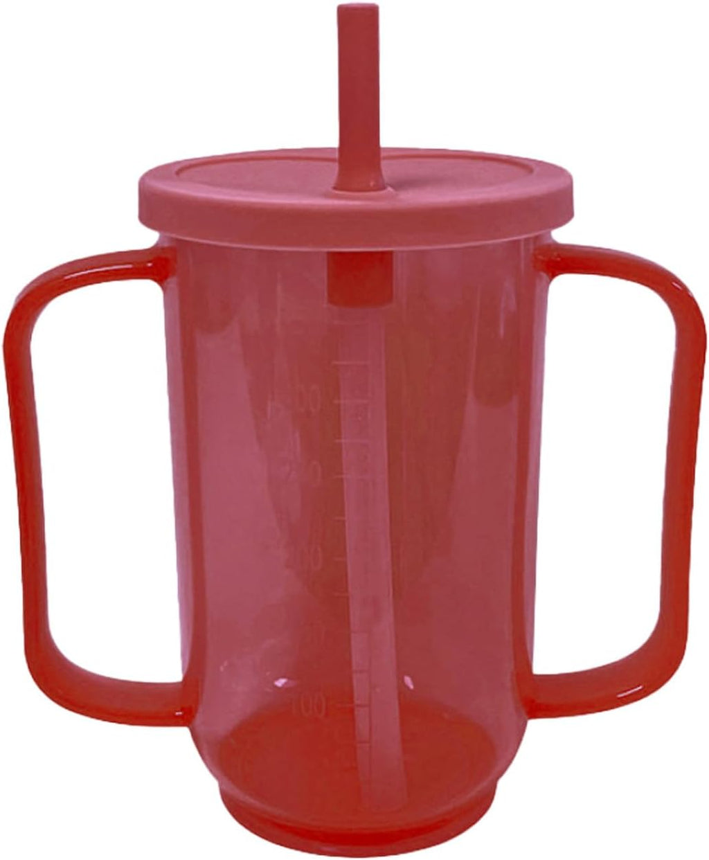 Qancesd Adult Sippy Cup for Elderly 12oz No Spill Cups for Adults 2 Handles Dysphagia Cups with Straw for Disabled Patients, Red