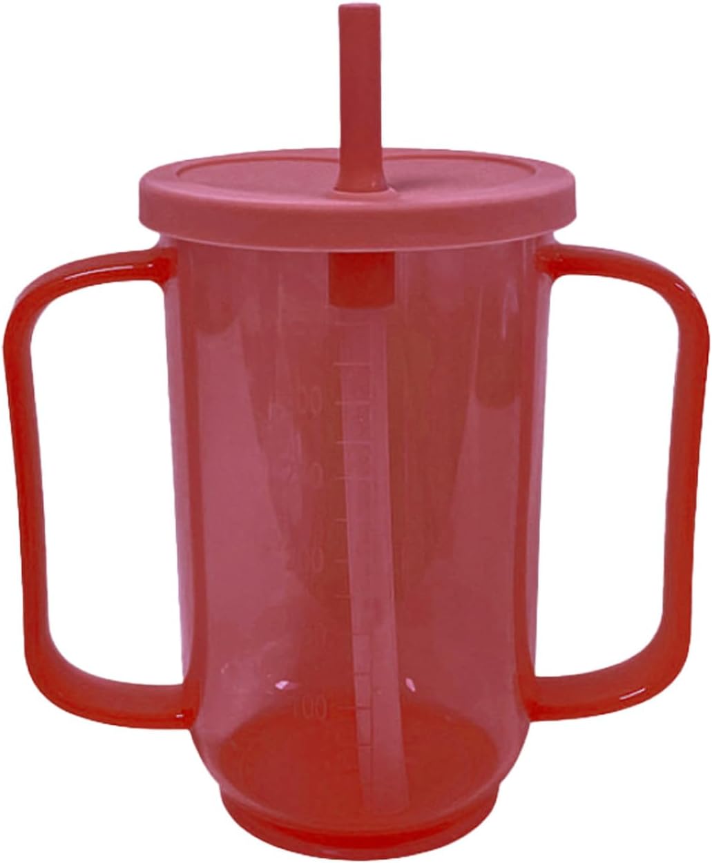 Qancesd Adult Sippy Cup for Elderly 12oz No Spill Cups for Adults 2 Handles Dysphagia Cups with Straw for Disabled Patients, Red