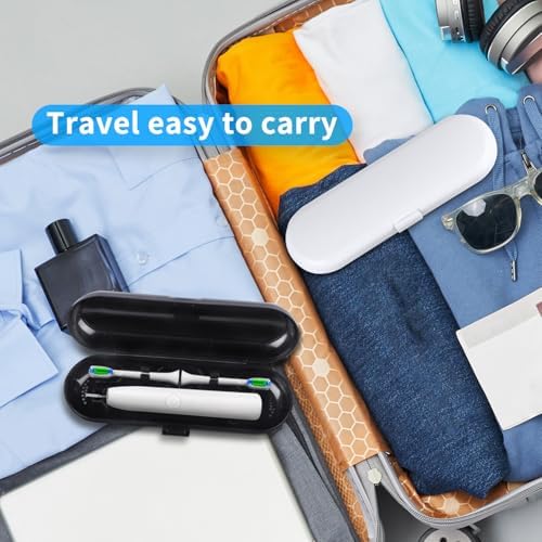 2 Pack Electric Toothbrush Travel Case for Oral-B Pro and Other Electric Toothbrush, Portable Travel Toothbrush Holder (Black & White)