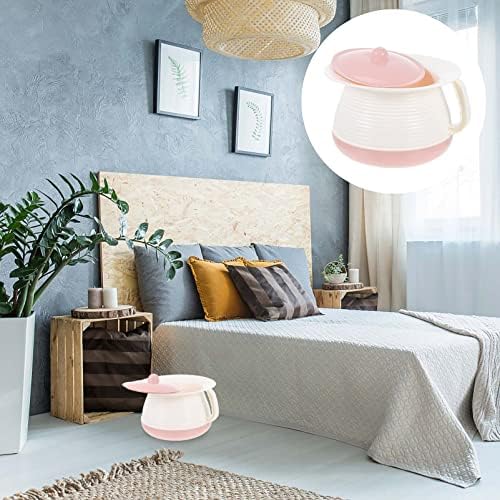 Healifty Portable Spittoon with Lid Small Chamber Pot for Elderly Kids Covered Night Urinal Portable Toilet for Home and Hospital 8.26X7.28X5.51 Inch