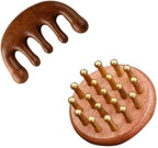 Wooden Scalp Massager & Hair Scrubber - Manual Head Massager with Sandalwood for Scalp Care, Portable Handheld Hair Growth Tool, Comfier Scalp Relaxation Brush for Stress Relief & Spa (Two-Piece Set)