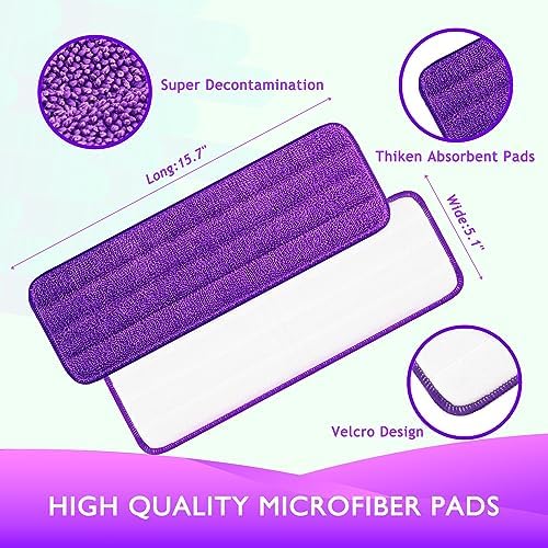 Reusable Power Mop Refill Pads Compatible with Swiffer PowerMop Mop - Power Mop Pads Refill - Washable Microfiber Pads for Multi-Surface Floor Cleaning, 5 Pack