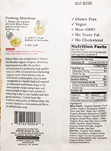 Miso Soup Instant - Hikari Miso Organic Instant Miso Soup with Tofu and Wakame - No MSG, Vegan, Gluten Free, USDA organic - Made in Japan