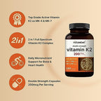 NatureBell Vitamin K2-240 Capsules - 200mcg Double Strength MK-7 & MK-4 Complex - Heart, Bone & Immune Health Support* - Complete K Vitamins Formula
