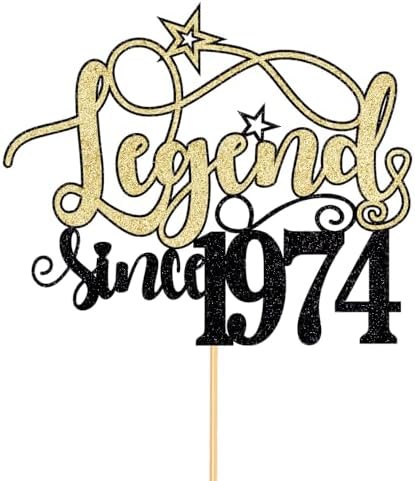 Legend Since 1974 Cake Topper,Cheer 50th Cake Topper,Happy 50th Birthday Cake Topper,Funny 50 and Fabulous Decoration (1974)