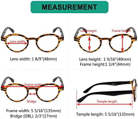 Eyekepper 5-pack Spring Hinges Round Retro Reader Reading Glasses Amber +1.75