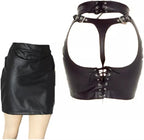 Women Leather Skirt Exposed Butt Skirt Patent Leather Butt Lifter Short Buttocks Sexy Lingerie Clubwear Party