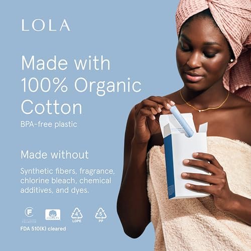 LOLA Light Organic Cotton Tampons, 32 Count - Light Non-Toxic Tampons, Period Feminine Hygiene Products, HSA FSA Approved Products Feminine Care