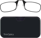 ThinOptics unisex-adult Reading Glasses + Black Universal Pod Case | Black Frames, 2.00 Strength Readers Black Frames / Black Case, 44 mm