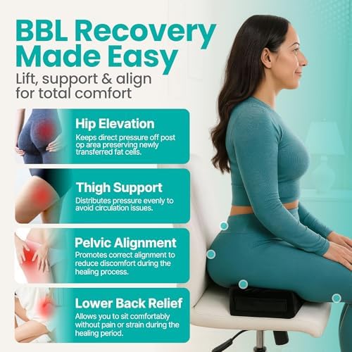 BBL Pillow for Sitting After Surgery – Brazilian Butt Lift Recovery Cushion for Pain Relief, Home & Office Use, Post Surgery Support Pillow with Drawstring Bag