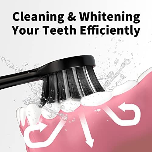 Replacement Toothbrush Heads Compatible with Gleem Electric Toothbrush, W Shape Design Planted with Nylon Bristle (Black)