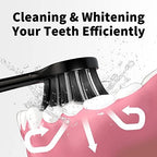 Replacement Toothbrush Heads Compatible with Gleem Electric Toothbrush, W Shape Design Planted with Nylon Bristle (Black)