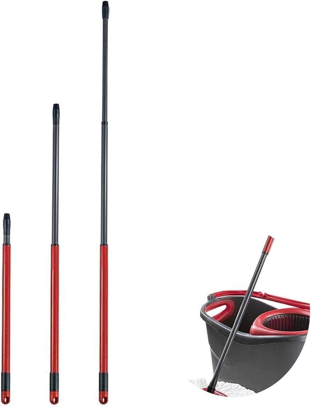 3 Section Telescopic Handle for Vileda O-Cedar Easywring Spin Mop Replacement, 22 Inch to 48 Inch Elescopic Extends Handle