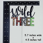Wild and Three Cake Topper, Jungle Safari Theme 3rd Birthday Party Decorations, Fourth Birthday Cake Topper, Animal Print Giraffe Tiger Zebra Leopard Cake Decoration