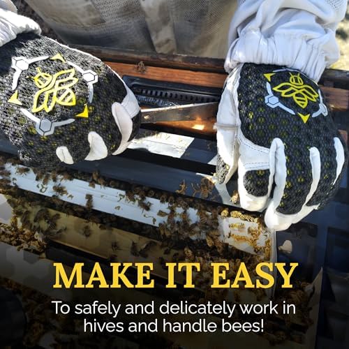 Premium Beekeeping Goatskin Gloves w/Highest Patented Ventilation & Dexterity - Beekeping Supplies