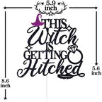 Black Glitter This Witch is Getting Hitched Cake Topper, Till Death Cake Decor, Halloween Bachelorette Bridal Shower Wedding Anniversary Party Decorations