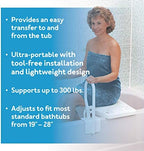 Carex Portable Shower Bench - Shower Bath Seat - Fits tub having width in the range of 19"-28". Comfortable Contoured Seating Area with 300 Pound Weight Capacity, Portable and Easy to Store