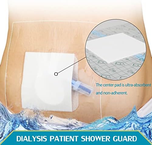Waterproof Shower Protector Large Cover Shields for PICC Central Line Peritoneal Dialysis Chest Port Feeding Tube PD Catheter Accessories Bandages with Non-Stick Center Pad 12"x14"(Pack of 7)