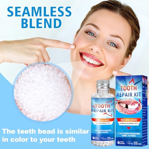Tooth Repair Kit, Moldable False Teeth Beads, DIY Temporary Tooth Replacement Kit, Suitable for Missing, Broken and Chipped, Tooth Repair Beads Make You Smile Confidently-1PC