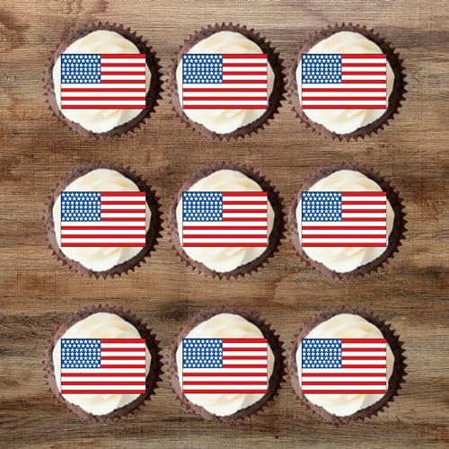 50 Edible American Flag Cupcake Toppers, Mini USA Flag Cake Decorations, Stars And Stripes Decorations, Olympics Party Decorations, World Flags, 4th Of July Patriotic Independence Memorial Veterans