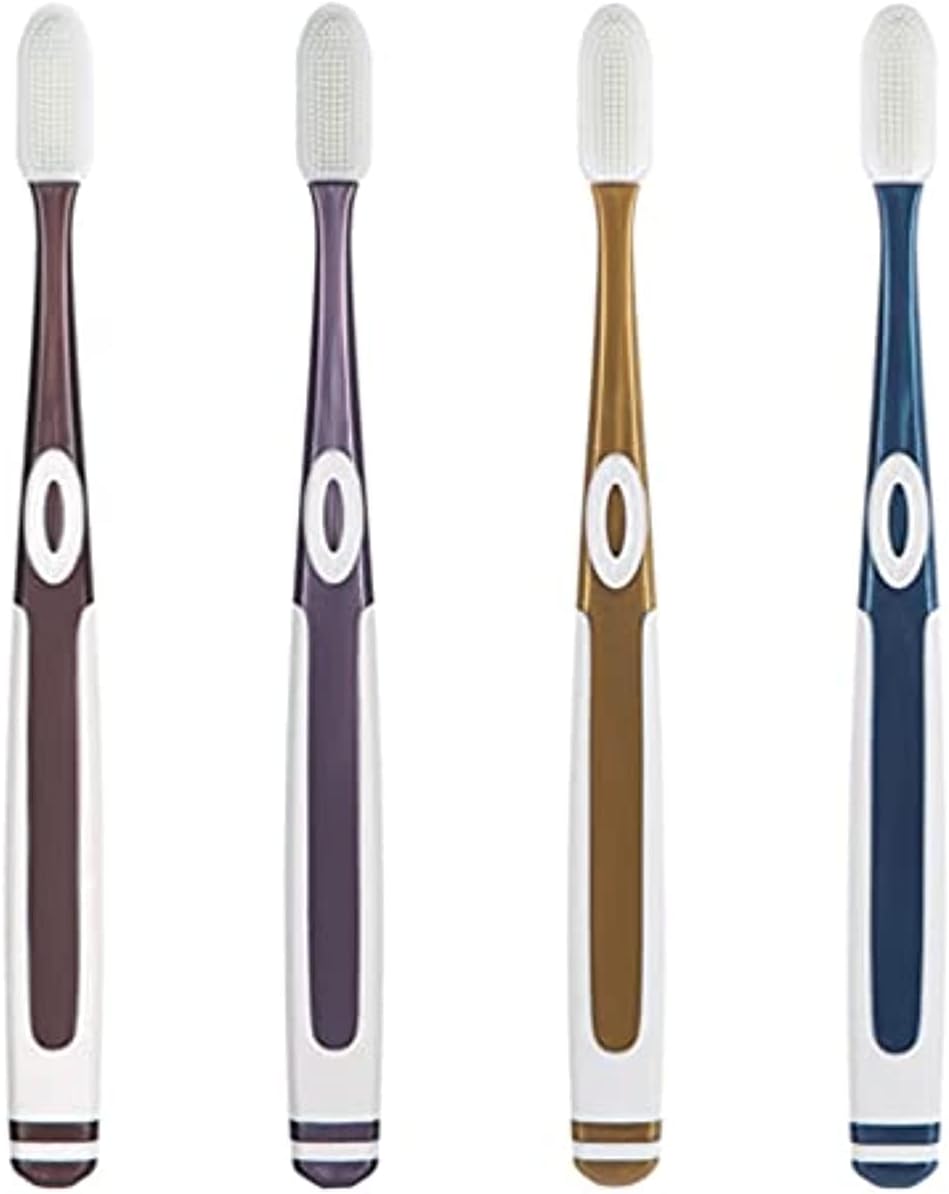 TEONEI Silicone Toothbrush Bristles - Extra Soft Toothbrush for Sensitive Teeth, 4 Pack (Color Random)