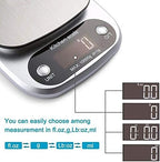 GeRRiT Kitchen Scales Digital,10kg/1g Electronic Baking & Cooking Scale with LCD Display Silver,Stainless Steel Scale, Tare Function, 4 Unit(G/ML/OZ/LB.OZ)