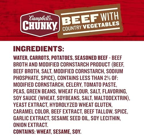 Campbell’s Chunky Soup, Beef Soup with Country Vegetables, 18.8 Oz Can
