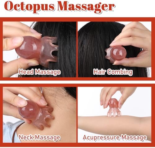 2 Pcs Octopus Head Massage Comb, Manual Scalp Massage Tool for Head and Body Relaxation Portable Acupressure Massager for Home Office