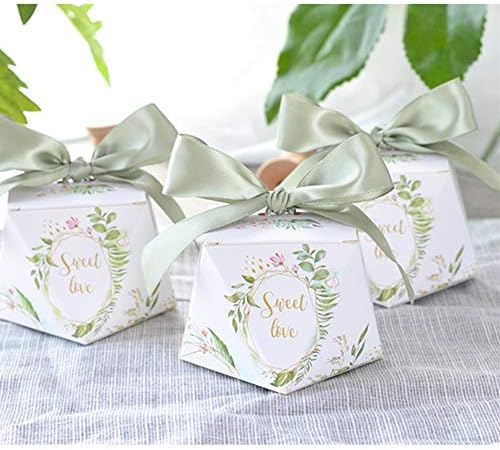 lovecabin Diamond Shape Green Forest Style Candy Boxes Wedding Favors Bomboniere Paper Party Chocolate Gift box 50pcs Christmas decorations thanks