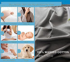 WYFKYMXX Waterproof Duvet Protector Cover Queen Gray Cotton Breathable Waterproof Protective Cover Reusable Comforter Protector with Zipper Closer Corner Ties for Kids,Elder,Dog, Cat. (Grey,Cal King)