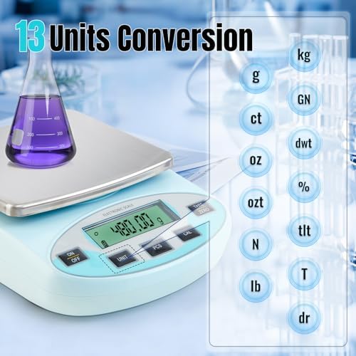 Lab Scale 6000g x 0.01g Digital Scale 0.01g Gram Accuracy, High Precision Electronic Analytical Balance, 13 Unit Conversion Scale for Kitchen Laboratory Jewelry Scientific Weighing (500g*2)