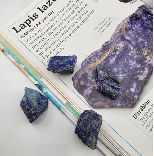 3-5Pcs Lapis Lazuli Natural Raw Crystals Rough Stones Rocks for Tumbling Polishing Cabbing Gemstones Crystals and Healing Stones for Wicca Reiki,Fountian Rocks for Decorations (Lapis Lazuli)
