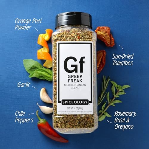 Spiceology – Greek Freak Mediterranean Seasoning – Greek Herbs & Spices for Chicken, Potatoes, Salad, Gyros, Pasta & Pizza, 16 oz