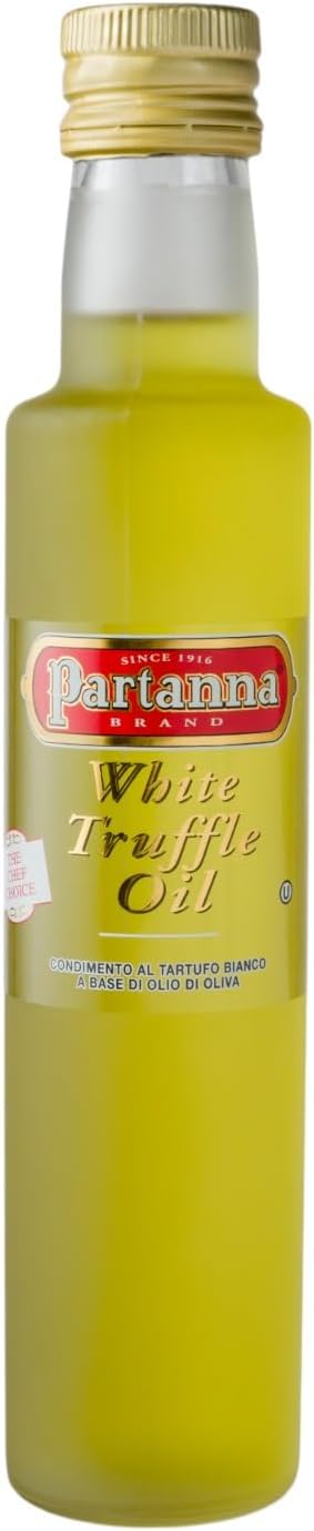 Partanna White Truffle Olive Oil - Premium Flavored Olive Oil - Harvested in Italy - Bold Taste - Rich in Flavor and Italian Tradition - 8.45 oz (250 ML) Glass