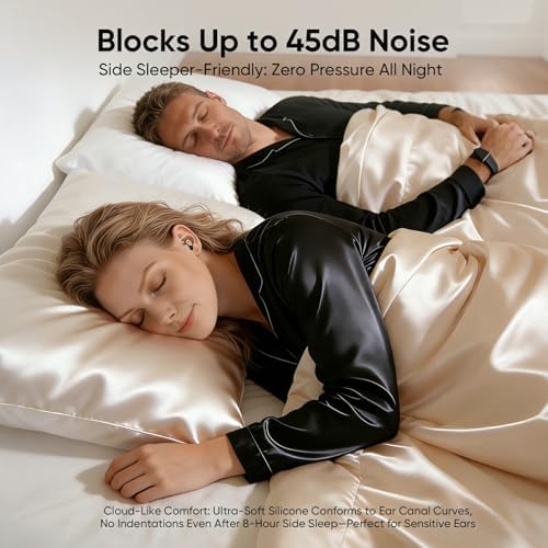 Ear Plugs for Sleeping, 45dB Ultra Soft Silicone Ear Plugs for Noise Reduction, Reusable Noise Cancelling Earplugs, 4-Pairs with Carrying Case for Side Sleep, Concert earplugs, Travel & Swimming