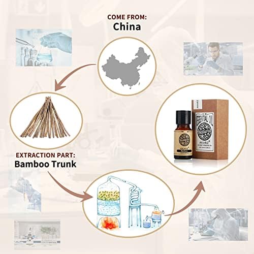 AKARZ Bamboo Essential Oil Natural Organic Pure Premium Therapeutic Bamboo Oil for Skin Body Hair Care, Candle,Soap,Making, DIY,Massage Aroma 0.34 Fl Oz (10ml)