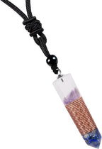 TUMBEELLUWA Adjustable Orgone Crystal Single Point Necklace for Unisex Hexagonal Quartz Chip Stones Orgonite Wand Pendant with Black Cord