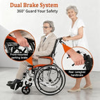 Wheelchairs for Adults,Self-propelled Wheelchair Lightweight Foldable Transport Wheelchair for Seniors,23.5lbs Portable Transfer Chair with Adjustable Leg Rest & Footrest