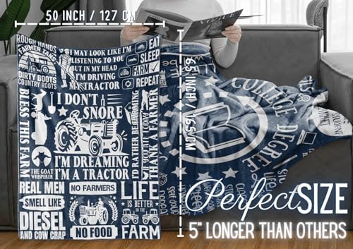 Huglanket Farmer Gifts for Men, Flannel Blanket, Personalized Farmer Gift for Fathers Day, Birthday, Thanksgivings Day, Christmas - Size 50" x 65" - I Don't Snore