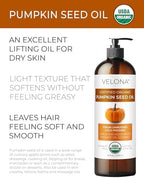 velona Pumpkin Seed Oil USDA Certified Organic - 8 Fl Oz | 100% Pure and Natural Carrier Oil | Unrefined, Cold Pressed | Cooking, Face, Hair, Body & Skin Care | Use Today - Enjoy Result