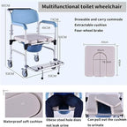 Shower Portable Wheelchair, Mobile Toilet Chair with Wheels, Aluminum Alloy Bath Chair, Reinforced Toilet, Bathroom Non-Slip Bedside Chair