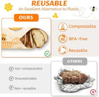 Beeswax Wraps for Food – Reusable Beeswax Bread Bag & Sandwich Wrap, Organic & Eco-Friendly & Sustainable Bees Paper, Perfect Alternative to Aluminum Foil Sourdough Storage & Plastic Wrap（Bee jar）