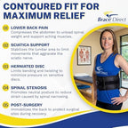 Brace Direct Contoured LSO Back Brace with Adjustable Lumbar Support for Lower Back Pain, Herniated Disc, Sciatica, Spinal Stenosis & Post Surgical Recovery (Universal Fit)