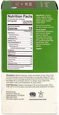 Teeccino French Roast Herbal Tea - Rich & Roasted Herbal Tea That’s Caffeine Free & Prebiotic for Natural Energy, Coffee Alternative, 25 Tea Bags