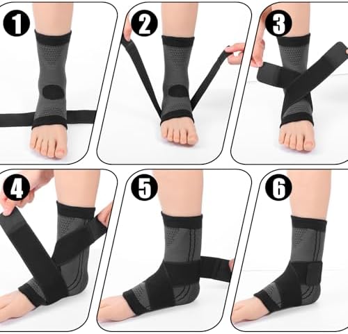 Ankle Brace, Youth Ankle Brace for Sports Ankles Support Sleeve Elastic Foot Socks Compression Black Heel Protector with Strap Relief Adjustable Wrap Breathable Ankles Socks Two Sizes(Small)
