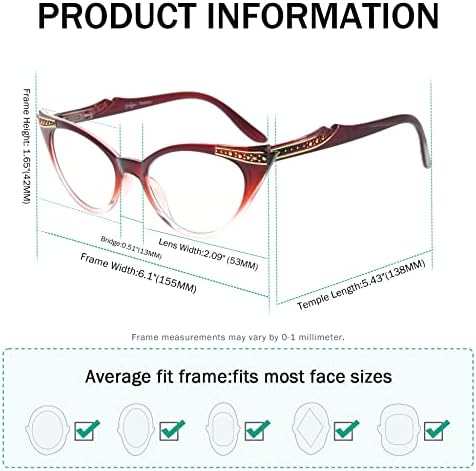 Eyekepper Cateyes Womens Reading Glasses (Red-Transparent, +1.75)