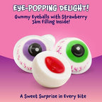 Eyeballs Gummy Candy - 19 Oz Jar (30 Count) - Strawberry Jelly Filled Gummies - Individually Wrapped Candy - Party Favors - Spooky Eyes Gummies by Funtasty