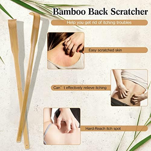 Yinkin 50 Pack Bamboo Back Scratchers Bulk, Traditional Manual Wooden Scratcher for Itching Relief and Body Massage, Long Handle for Elderly, Men, Women, Family, Nursing, Christmas Gifts