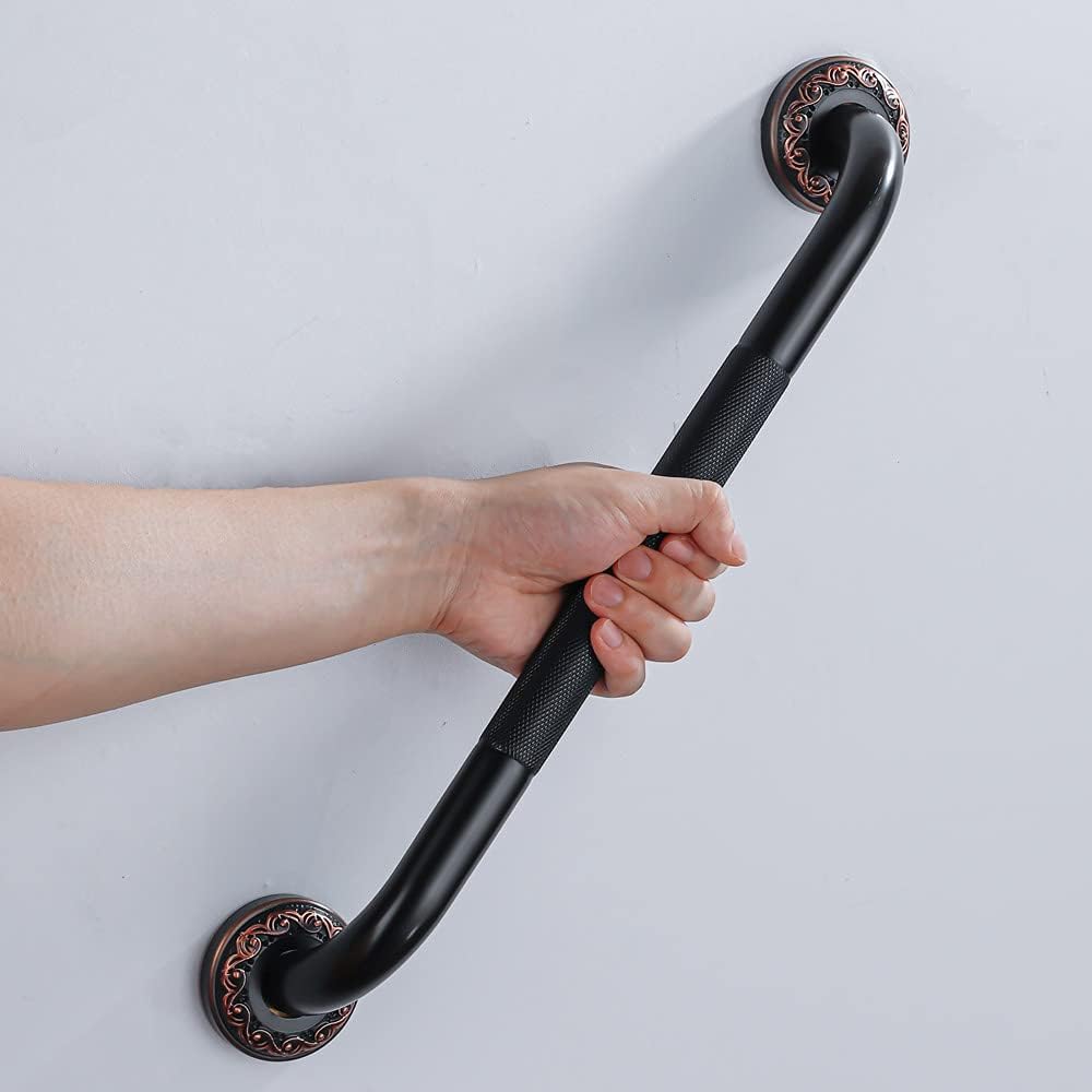 12-Inch Grab Bar Featuring Anti-Slip Handrail, Solid Brass, Oil Rubbed Bronze, Heavy-Duty Construction Armrest, Bathroom Bathtube Shower Safety Rail